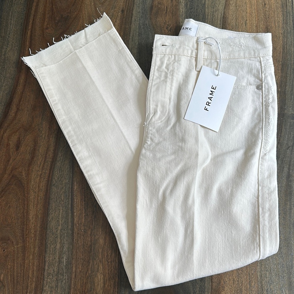 NWT Frame Le High Straight- ivory size 26
